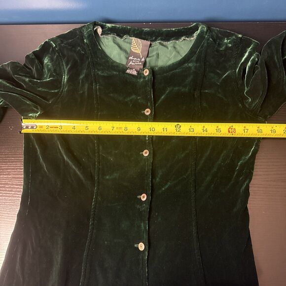 Dana B & Karen Womens Velvet Top 4 Silk Button Up Minimalist Forest Fairy Dark - Picture 9 of 10